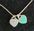 Tiffany & Co. Return to Double Heart Blue Enamel Necklace 18 Silver 925