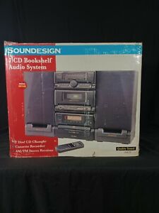 Vintage SOUNDESIGN 6987B 7 CD Cassette AM/FM Radio Bookshelf Stereo System NIB