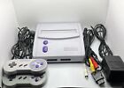 Super Nintendo W/ Game SNES Jr Console SNS-101 W/OEM Cables & 2 Controllers