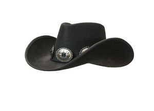 Concho & Buckle Cowboy Steampunk Genuine Leather Biker MC Western Cowboy Hat