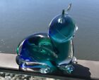 Murano Glass V. Nason & Co Hand Blown Blue Green Glass Cat Figurine Murano