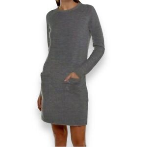 Theory Crew Sweater Dress Light Charcoal Noble Dress Women's Size Medium Knit