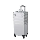 Pro 4in1 Aluminum Rolling Makeup Case Cosmetic Box Trolley Large Storage Space