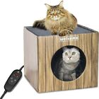 PETNF Heated Outdoor Cat Enclosure House Weatherproof Pet Heating Mat Cube