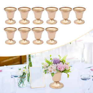 New Listing 10 * Wedding Centerpieces Vases Desktop Antique Gold Trumpet  Flower Decor Vase