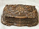 Trinket box ornate molded carved wood  brown jewelry Trinket storage Syroco NY