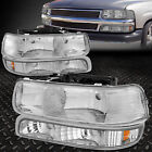 For 99-06 Chevy Silverado Suburban Tahoe Chrome Headlight w/ Bumper Signal Lamps (For: 2000 Chevrolet Silverado 1500)
