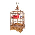 Vtg Wooden Birdcage Asian Detailed Carved Wood Bird Cage With Vtg Chalkware Bird