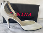 VTG 80s..JANINA..ANKLE WRAP..WHITE..LEATHER..HEELS..NEW OLD STOCK..9