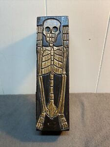 Hand Carved Gothic Skeleton Wooden Box