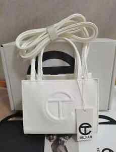 Telfar Small Shopping Bag White Vegan Leather Tote Bag Crossbody Bag