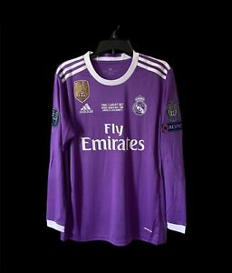 Real Madrid 16-17 Long Sleeve (Ronaldo #7) Retro Jersey, Away Kit, Size XL