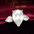Vintage Cubic Zirconia 7CT Ring SZ 8 Fashion Cocktail Pear Shaped Estate Jewelry