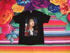 selena quintanilla black short sleeve T-shirt in color with flowers