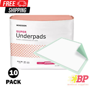 McKesson Super Underpads 23 X 36 Inch Adult Bed Disposable Pad - 10 Pack