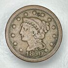 1850 Braided Hair Large Cent FINE Condition NICE EXAMPLE COIN!!!