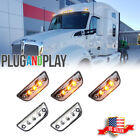 5pc Clear Lens Chrome Amber LED Roof Clearance Marker Lights For Kenworth T680.. (For: Peterbilt)