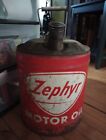 Vintage Zephyr 5 Gallon Red Motor Oil Gas Can Advertising Muskegon Michigan Five