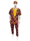 African 3 Piece Kente Embroidered Pant Set For Men