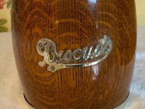 Lovely English 1920s Oak Biscuit Barrel Jar