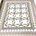 New ListingFloral Double Wedding Ring Patchwork Quilt top/topper Sewing/Quilt craft 88x90