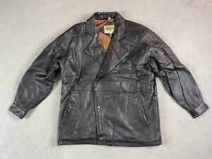 Vintage Phase 2 Jacket Mens Medium Black Snap Cross Body Heavy Leather Coat