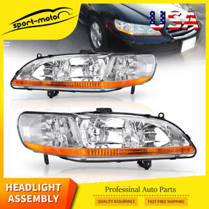 Headlights Assembly Replacement for 1998-2002 Honda Accord w/ Amber Reflector (For: 2000 Honda Accord EX 2.3L)