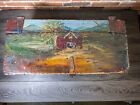 New ListingEarly Primitive Wooden Hinged Box Farmhouse Vtg Painting Margaret Weldon Todd