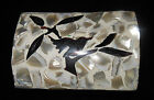 VNTG Mother-of-Pearl Shell mosaic painted Black Bird Little treasure chest box