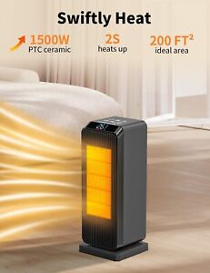 1500W Portable Electric Space Heater Oscillating Ceramic Heating Fan with Remote