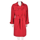 BILL BLASS Vintage Red Microfiber Trench Coat with Removable Wool Lining SIZE 10