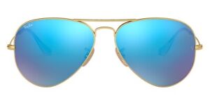 Ray-Ban Unisex Sunglasses RB3025 112/17 Matte Gold Aviator Blue Mirrored 58mm