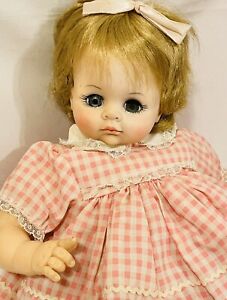 14” Vtg Madame Alexander Blonde “Pussy Cat” Baby Crier Doll Tagged Dress - Minty