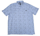 adidas Polo Shirt Mens 2XL XXL White Gray Geometric Golf Logo Short Sleeve