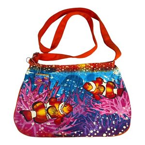 Messina Clownfish Nemo Tropical Fish Bead Shoulder Handbag Canvas Crossbody Bag