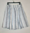 Liz Claiborne Pleated Vintage Striped Dot Cotton Skirt w/ Gradient Blues