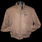 80s Vtg Members Only Bomber Jacket Sz 40S Tan Cafe Racer Lined Rainbow Tag Hood