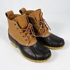 LL Bean Womens 6 M Bean Boots USA Made Beige Brown Ankle Lace Up Waterproof