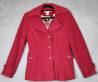 CABI Pea Coat Womens Size 8 Red Wool Blend Button Front Pockets Lined Jacket