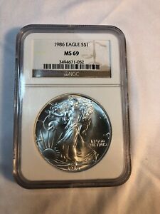 1986 American Silver Eagle MS-69 NGC Graded Coin