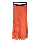 NWOT WD.NY Bright Orange Pleated Chiffon Maxi Skirt sz M