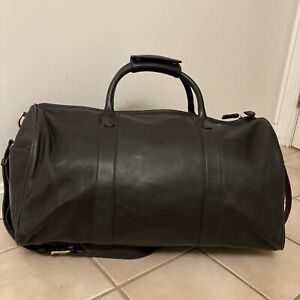 COACH Leather Weekender Duffel Gym Travel Shoulder Bag F1S-0596 Black