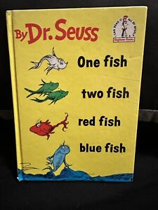 Genuine 1960 One Fish Two Fish Red Fish Blue Fish Dr. Seuss Hardcover Book.
