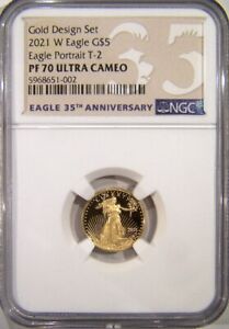 2021 W Type 2 $5 gold eagle proof NGC PF70 from gold design set (1) coin
