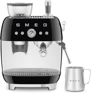 Smeg EGF03BLUK Espresso Coffee Machine with Grinder, Black