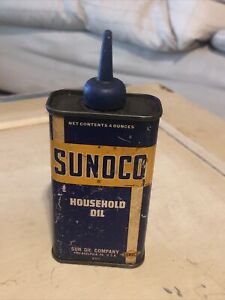 VINTAGE SUNOCO HOUSEHOLD OIL OILER TIN CAN 4OZ 1937 SUN OIL CO USA