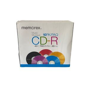 Memorex Music CD-R Cool Colors 10pk  40X 700MB 80 Min Recordable New Sealed