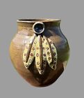 Catawba Valley North Carolina Pottery Hal Dedmond Vase Pot w/ Applied Feathers