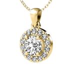 Mother's Day - 1.40 CT H/VS2 Halo Round Cut Lab Grown Diamond Pendant 14k Gold
