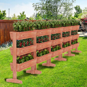 Vertical Raised Garden Bed Elevated Wood Horticulture Planter Box Stand w/ Legs